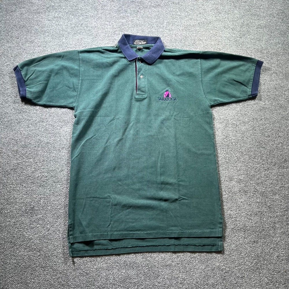 VTG Inner Harbor Saratoga Polo Shirt Mens Large Green Combed Cotton Short Sleeve